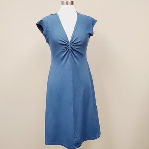 Patagonia Bandha Dress Twist Front Blue Pullover Fit Flare Stretch Size Large